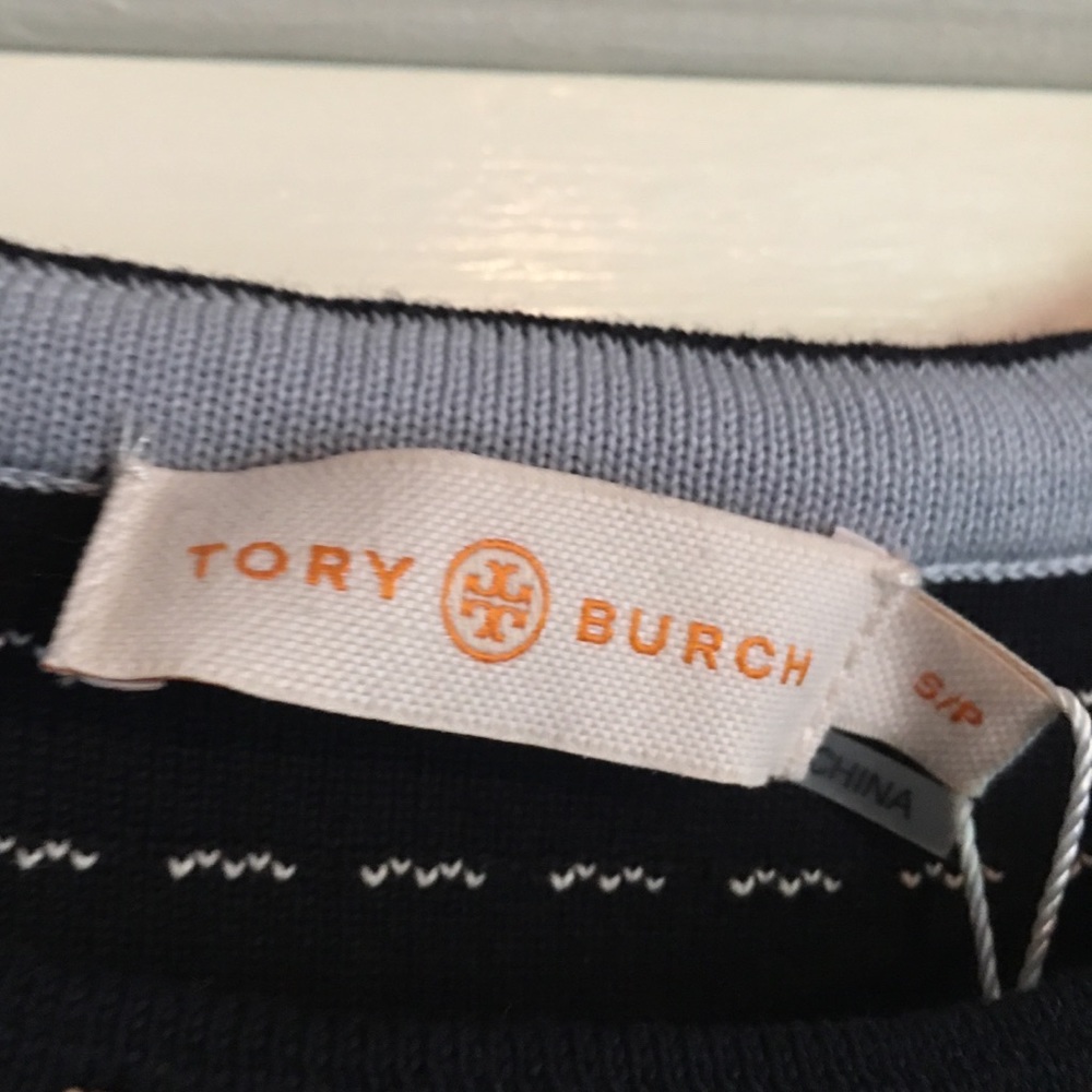 Tory Burch NWT Navy Mini Geo knit dress Sz SM new - Picture 15 of 16